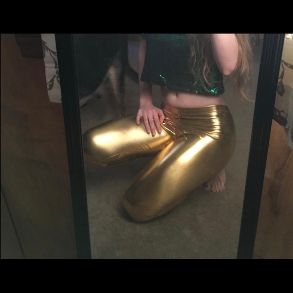 Gold shiny leggings - Picture 3 of 4